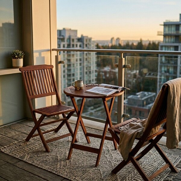 Set di 2 sedie da balcone e tavolo in legno di eucalipto Praga - Garden Pleasure