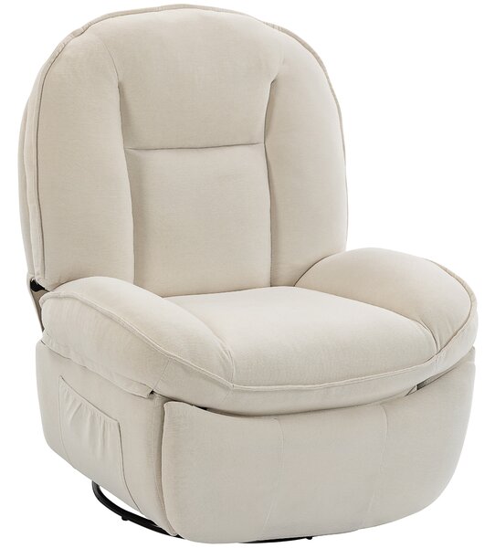 HOMCOM Poltrona Relax Reclinabile, a Dondolo Girevole, con Seduta Profonda e Schienale Spesso, Bianco Crema | Aosom Italy