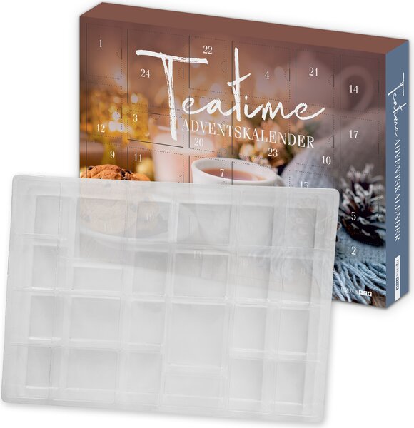 Itenga Calendario dell'Avvento TeaTime vuoto per autocompilazione - calendario dell'avvento del tè - 50x35x4,6cm
