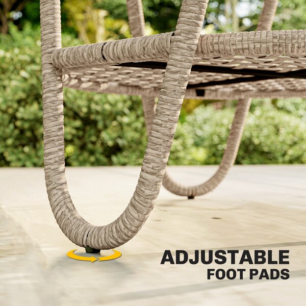 Outsunny Tavolino in Rattan PE a 2 Piani, Tavolino da Caffè con Ripiano Vetro e Piedini Regolabili, 65x65x50 cm, Giallo | Aosom Italy