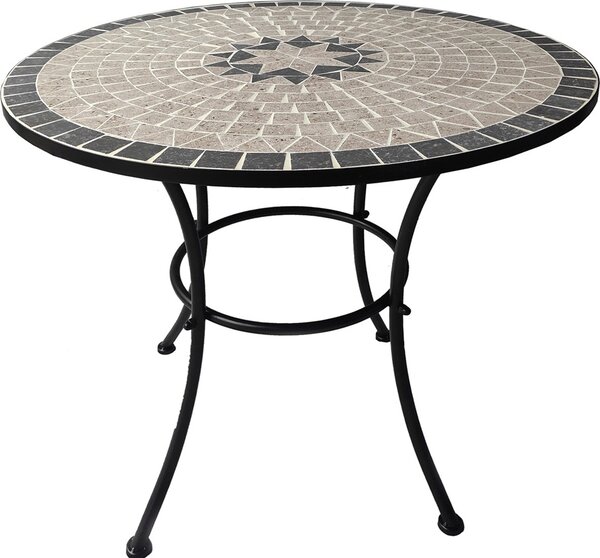 LIF OUTLET - Tavolo da Giardino Rotondo in Metallo con Decoro Dimensioni 60x70 cm colore Nero - Aurora