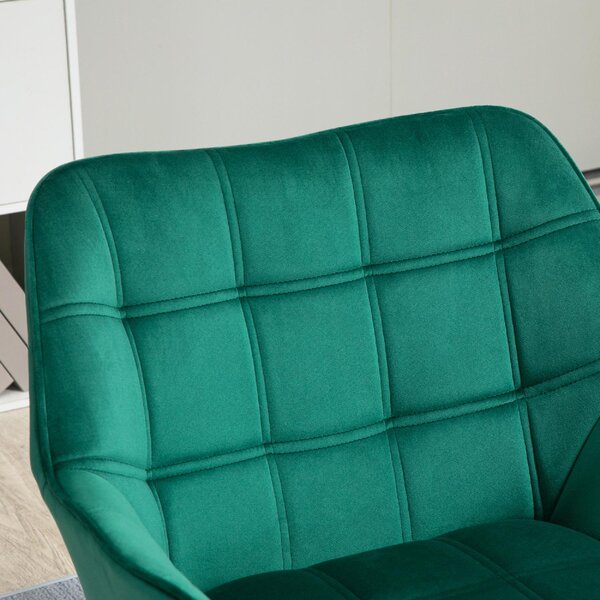 DecHome Poltrona Stile Scandinavo in Velluto Dimensioni 68,5x61x72,5 colore Verde