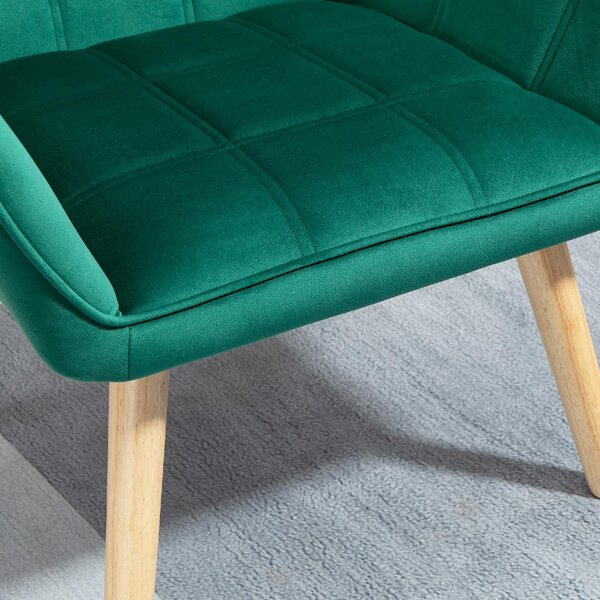 DecHome Poltrona Stile Scandinavo in Velluto Dimensioni 68,5x61x72,5 colore Verde