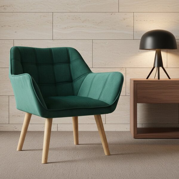 DecHome Poltrona Stile Scandinavo in Velluto Dimensioni 68,5x61x72,5 colore Verde