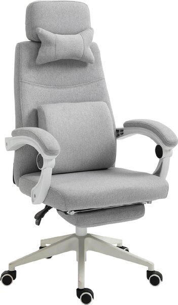 Icon Space Sedia Ergonomica con Ruote e Braccioli Reclinabile con Poggiapiedi e Poggiatesta in Tessuto colore Grigio