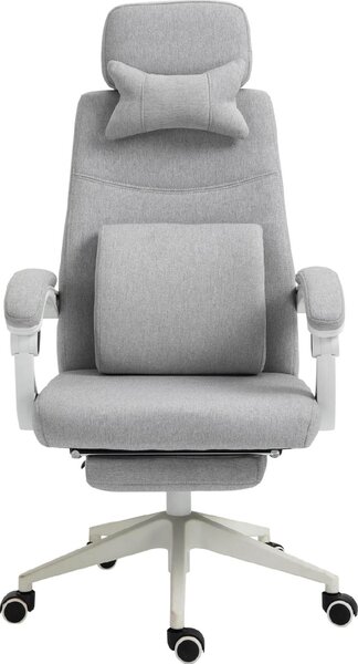 Icon Space Sedia Ergonomica con Ruote e Braccioli Reclinabile con Poggiapiedi e Poggiatesta in Tessuto colore Grigio