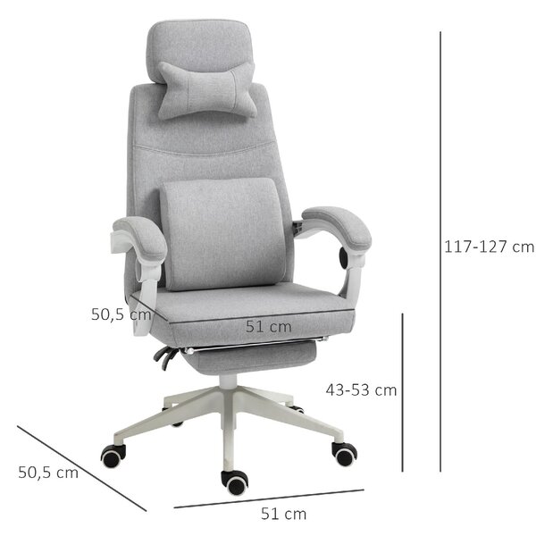 Icon Space Sedia Ergonomica con Ruote e Braccioli Reclinabile con Poggiapiedi e Poggiatesta in Tessuto colore Grigio
