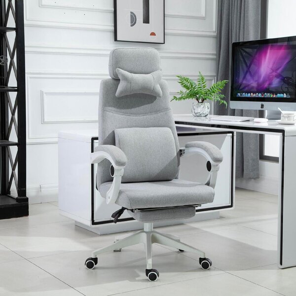 Icon Space Sedia Ergonomica con Ruote e Braccioli Reclinabile con Poggiapiedi e Poggiatesta in Tessuto colore Grigio