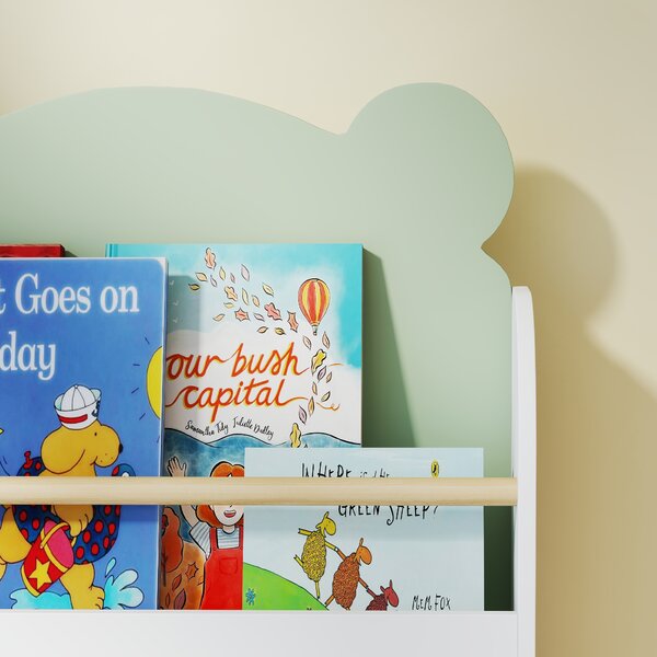 AIYAPLAY Libreria per Bambini con 3 Ripiani a Tema Orso, per Libri e Giocattoli, 55x15x110 cm, Verde | Aosom Italy