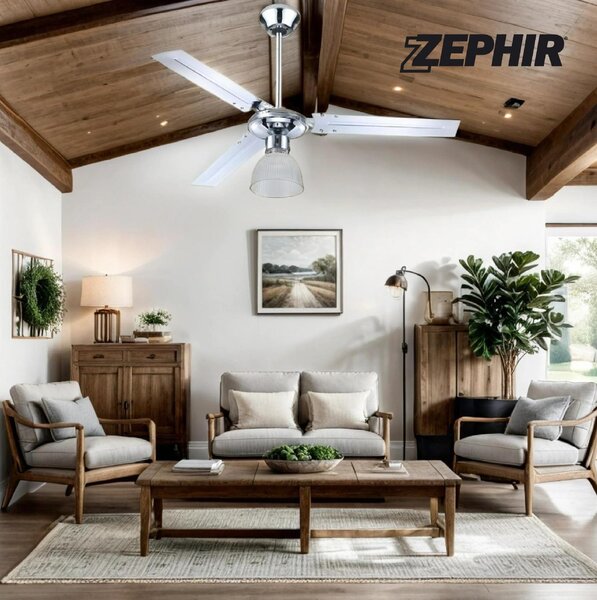 Zephir Ventilatore da Soffitto con Luce e Telecomando 3 Pale 120 cm Lampadario 3 Velocit - ZFR3121X