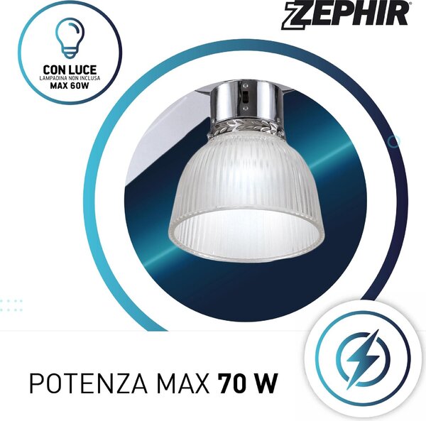 Zephir Ventilatore da Soffitto con Luce e Telecomando 3 Pale 120 cm Lampadario 3 Velocit - ZFR3121X
