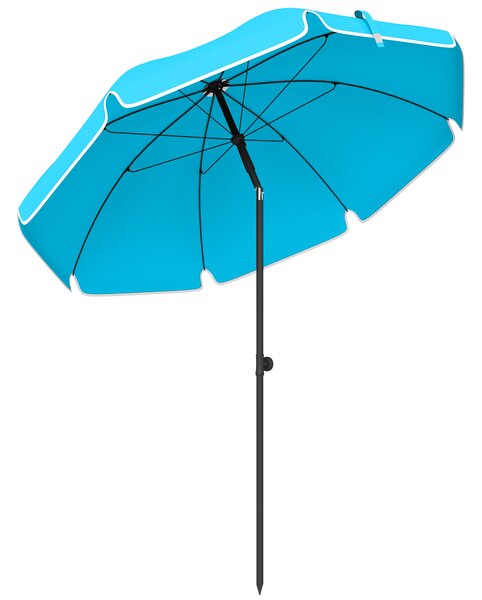 Outsunny Ombrellone da Spiaggia Ø150 cm Idrorepellente e Pieghevole, Inclinazione Regolabile, con Ancoraggio per Sabbia e Borsa per il Trasporto, Blu | Aosom Italy