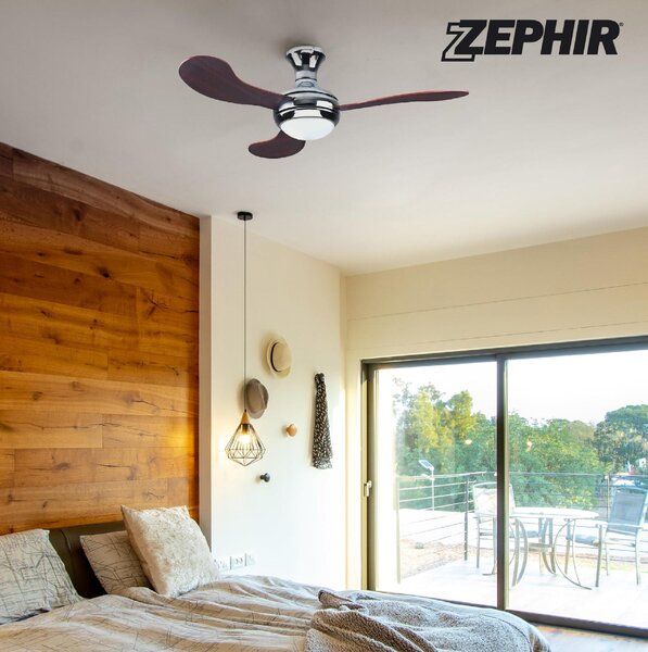 Zephir Ventilatore da Soffitto con Luce e Telecomando 3 Pale 132 cm colore Legno - ZFR3132M