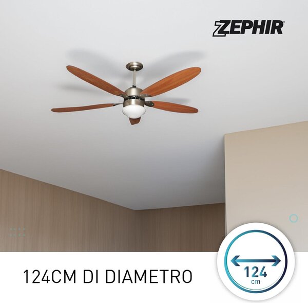 Zephir Ventilatore da Soffitto con Luce Lampadario Ventilatore 5 Pale Diametro 124 cm 3 Velocit - ZFS9110M