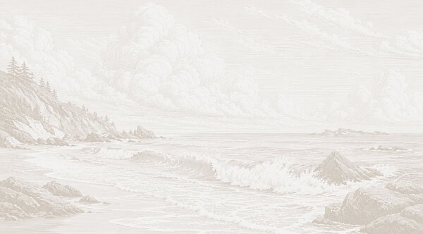 Carta da parati Disegno di una spiaggia con le onde, Carta da parati Natura, Carta da parati popolare, t00813v1 - Tapeko.it