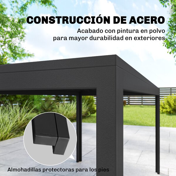 Outsunny Set Tavolo e Sedie da Giardino con Tavolo Metallico con Foro e 6 Sedie Impilabili Traspiranti, per Terrazza, Grigio | Aosom Italy