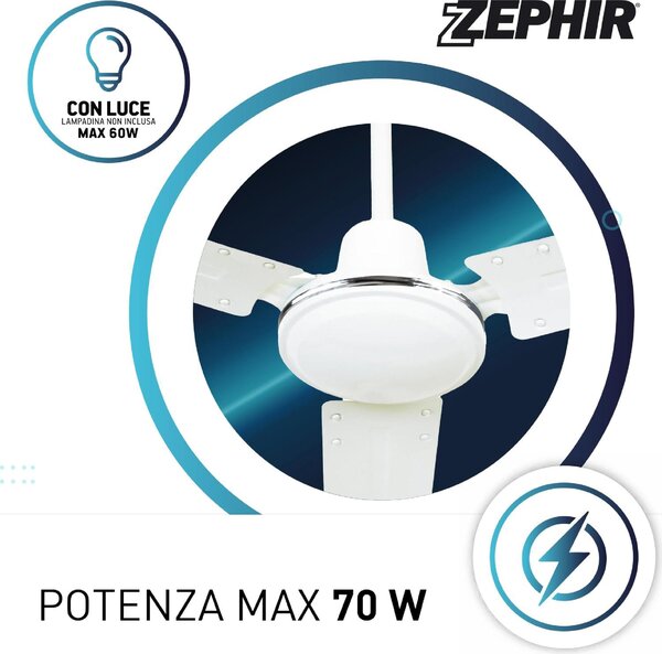 WESTIM Ventilatore da Soffitto Industriale in Acciaio 3 Pale 142 cm con 5 Velocit colore Bianco - ZFS8124