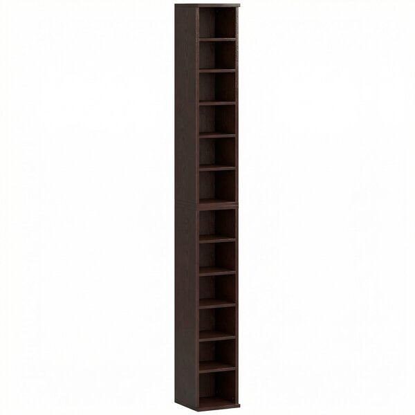 HOMCOM Set di 2 Scaffali a Colonna, Mobile Porta CD-DVD con 12 Scomparti, Capacità di 204 CD, 21x22,5x88,5 cm, Marrone | Aosom Italy