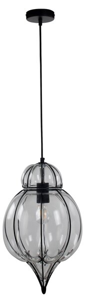 Lampada a sospensione, vetro trasparente, nero, P 28 cm