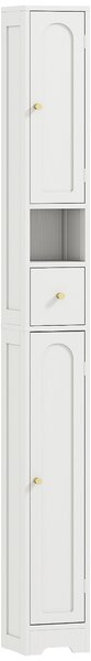 HOMCOM Mobile Colonna per Bagno, Mobile Contenitore con 2 Ante, Cassetto, Scomparto Aperto e Ripiano Regolabile, Bianco | Aosom Italy