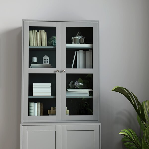 HOMCOM Libreria Vetrina, Mobile Contenitore a 6 Livelli con 4 Ante di cui 2 in Vetro Temperato e Ripiani Regolabili, Bianco | Aosom Italy