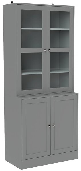 HOMCOM Libreria Vetrina, Mobile Contenitore a 6 Livelli con 4 Ante di cui 2 in Vetro Temperato e Ripiani Regolabili, Bianco | Aosom Italy