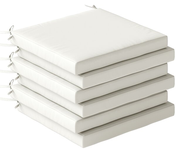 Outsunny Set di 6 Pezzi Cuscini per Sedie da Pranzo con Fodera Lavabile e Lacci, Impermeabile e Anti-UV, 46x42x7 cm, Crema | Aosom Italy