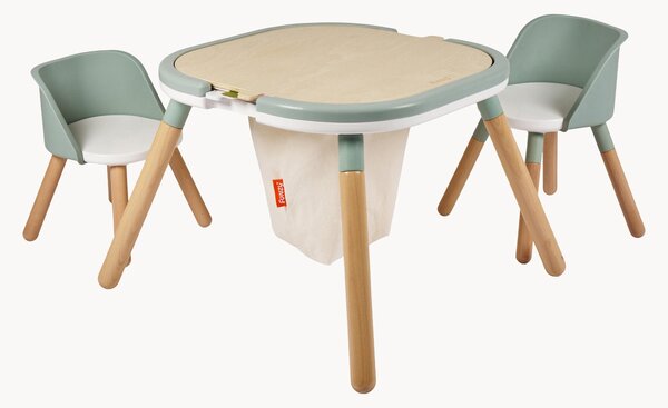 Tavolo da gioco per bambini in legno di faggio con sedie Funzy, set da 3