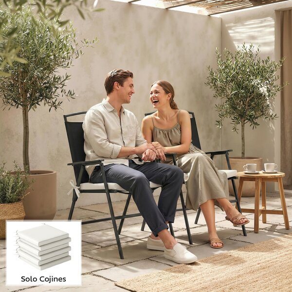 Outsunny Set di 6 Pezzi Cuscini per Sedie da Pranzo con Fodera Lavabile e Lacci, Impermeabile e Anti-UV, 46x42x7 cm, Crema | Aosom Italy