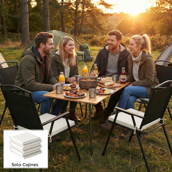 Outsunny Set di 6 Pezzi Cuscini per Sedie da Pranzo con Fodera Lavabile e Lacci, Impermeabile e Anti-UV, 46x42x7 cm, Crema | Aosom Italy