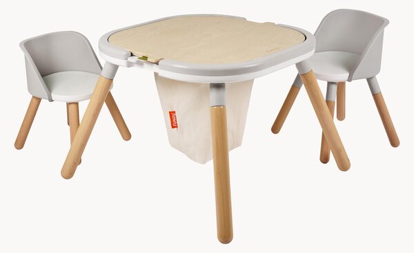 Tavolo da gioco per bambini in legno di faggio con sedie Funzy, set da 3