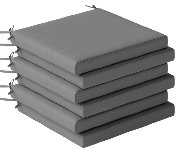 Outsunny Set di 6 Pezzi Cuscini per Sedie da Pranzo con Fodera Lavabile e Lacci, Impermeabile e Anti-UV, 46x42x7 cm, Grigio Scuro | Aosom Italy