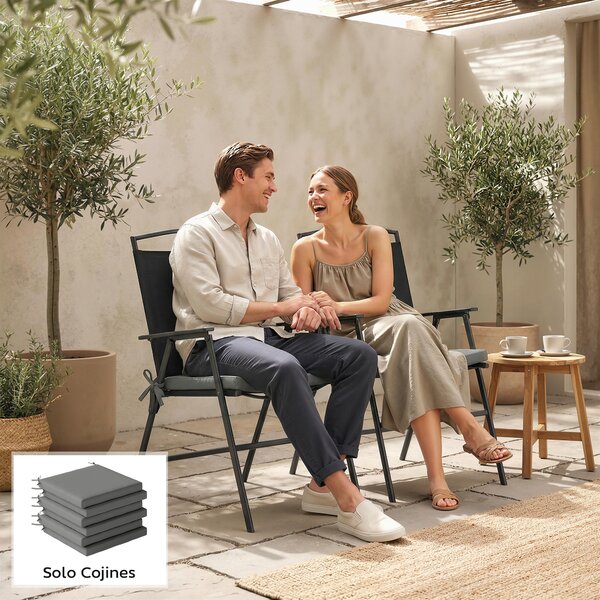 Outsunny Set di 6 Pezzi Cuscini per Sedie da Pranzo con Fodera Lavabile e Lacci, Impermeabile e Anti-UV, 46x42x7 cm, Grigio Scuro | Aosom Italy