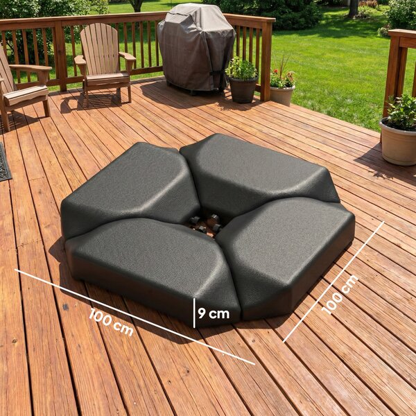 Outsunny Base per Ombrellone con 4 Pezzi, per a Braccio Supporto per Parasole, Riempibile con Acqua 77 kg o Sabbia 100 kg, in HDPE, Nero | Aosom Italy