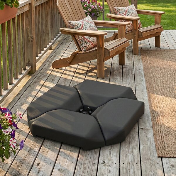 Outsunny Base per Ombrellone con 4 Pezzi, per a Braccio Supporto per Parasole, Riempibile con Acqua 77 kg o Sabbia 100 kg, in HDPE, Nero | Aosom Italy