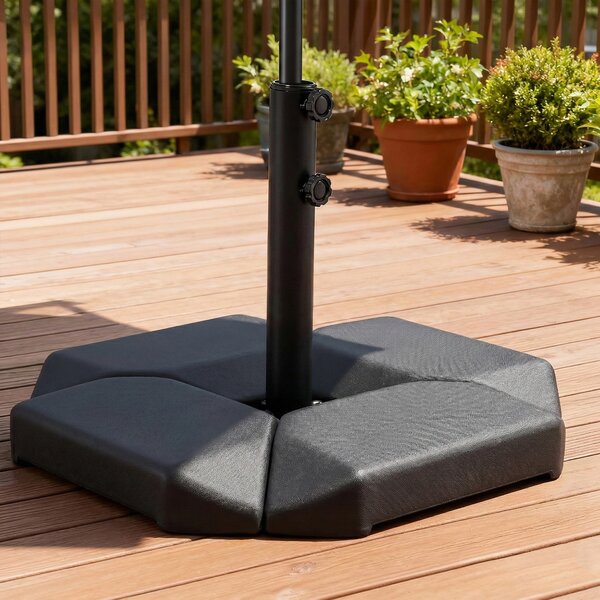 Outsunny Base per Ombrellone con 4 Pezzi, per a Braccio Supporto per Parasole, Riempibile con Acqua 77 kg o Sabbia 100 kg, in HDPE, Nero | Aosom Italy
