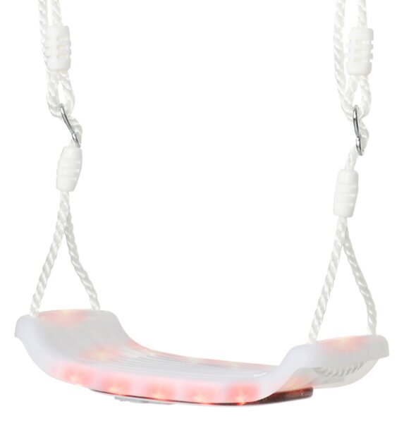 Outsunny Altalena per Bambini 9-36 Mesi, Sicura in PP e PE, Corda Regolabile, Luci LED per Giochi Notturni, 39x16.5x120-180 cm, Bianco|Aosom