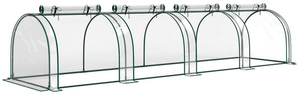 Outsunny Serra a Tunnel in Acciaio con 4 Porte a Cernierae, PVC Impermeabile e Anti UV, 395x100x80 cm, Verde scuro | Aosom Italy