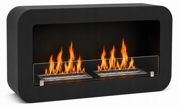 StileHome Caminetto a bioetanolo da parete Milano, 90 cm, nero – Caminetto da parete con 2 bruciatori
