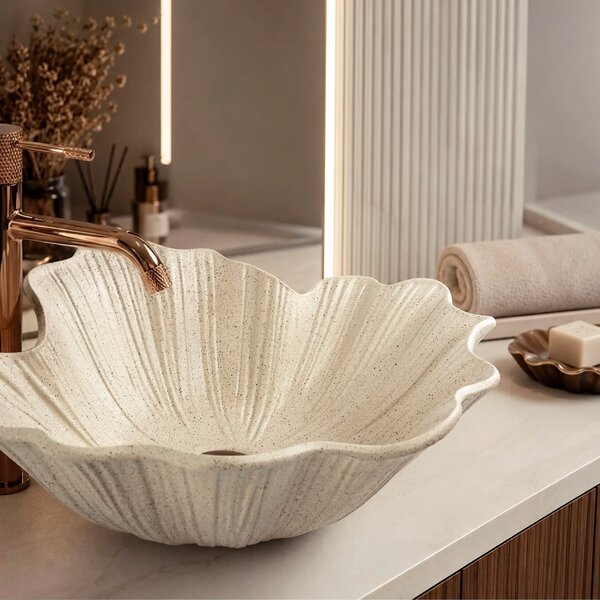 Lavabo da appoggio Rea Flower Vanilla