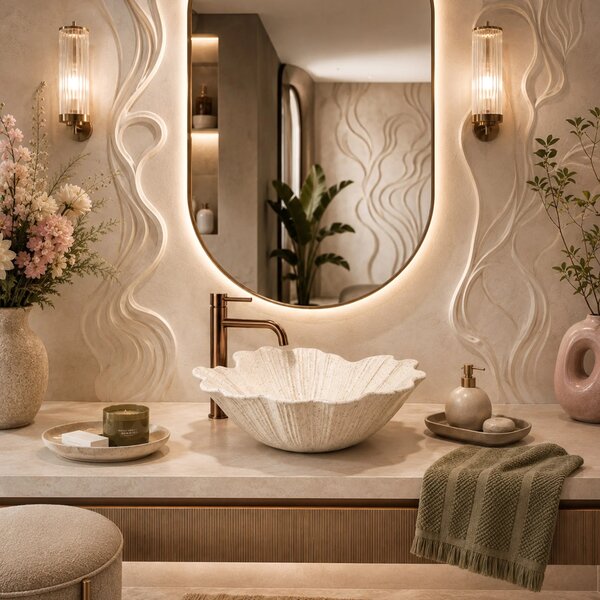 Lavabo da appoggio Rea Flower Vanilla