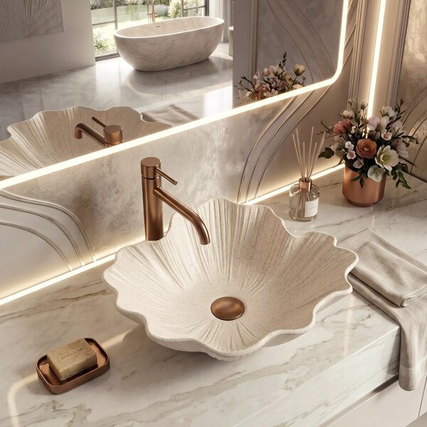 Lavabo da appoggio Rea Flower Vanilla