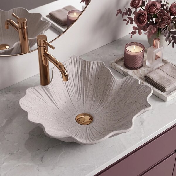 Lavabo da appoggio Rea Flower Beige