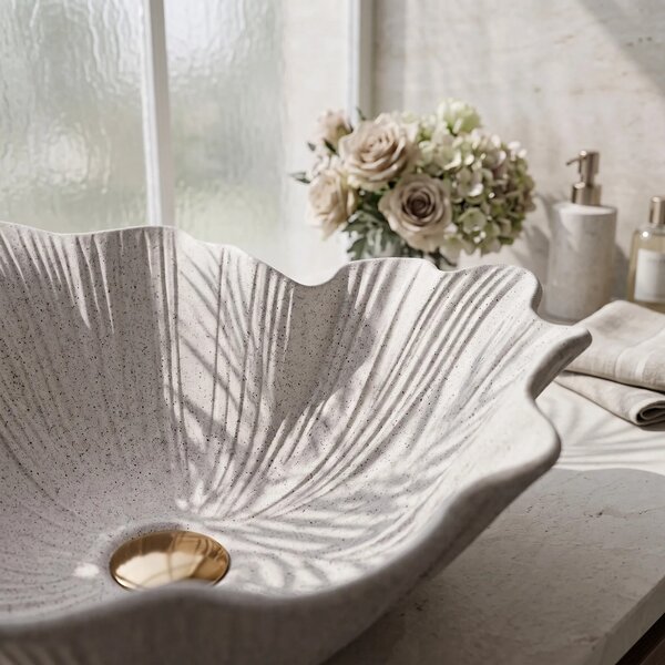 Lavabo da appoggio Rea Flower Beige