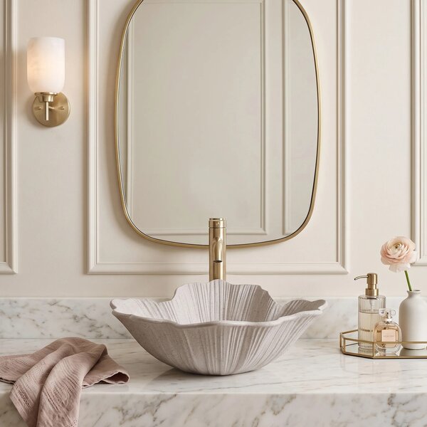 Lavabo da appoggio Rea Flower Beige