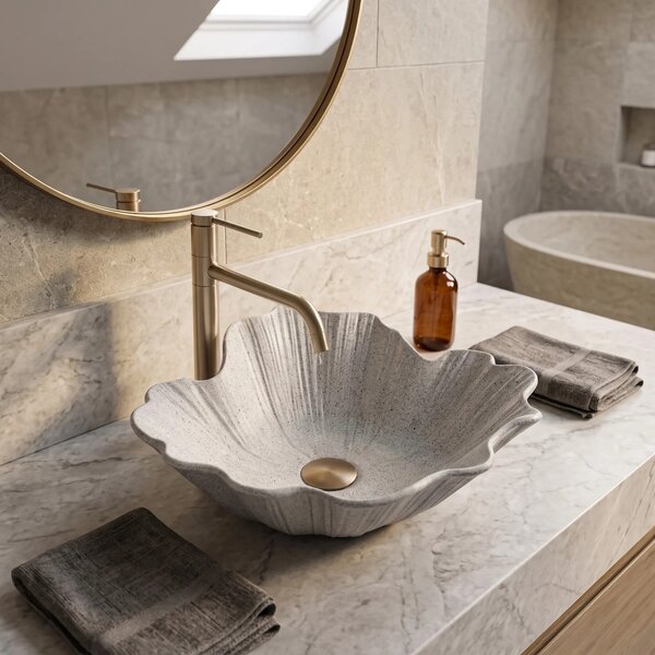 Lavabo da appoggio Rea Flower Grey