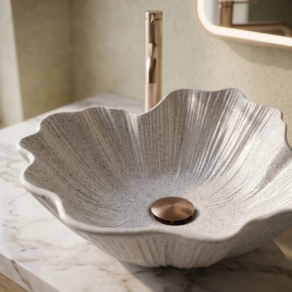 Lavabo da appoggio Rea Flower Grey