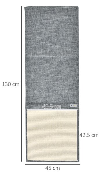 PawHut Set 2 Tiragraffi per Gatti da Divano, Tappetini Tiragraffi in Sisal e Poliestere, 130x45cm, Grigio|Aosom