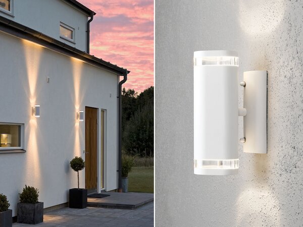 Set di 2 luci da parete up-down in alluminio bianco GU10 H. 23,5 cm Illuminazione di facciata