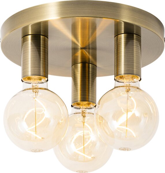 QAZQA - Lampada da soffitto moderna I Lampada da soffitto I Lampada I Lampada rotonda in bronzo - FacilI a 3 luci I Soggiorno I Camera da letto - Acciaio rotondo - Adatta a LED E27